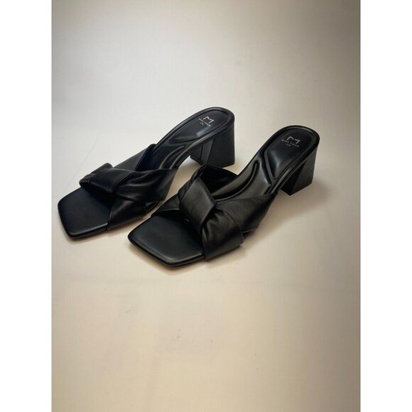Marc Fisher Shoes - Marc Fisher Women's Calia Heeled Black Leather Sandal Sz 11